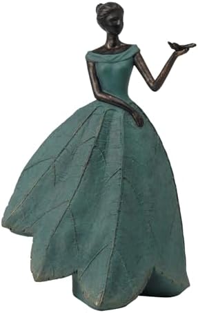 Guichifun Fairy Statue Leaf Angel Girls with Dragonfly 7.4 x 5.25 x 12 Inch by Guichifun