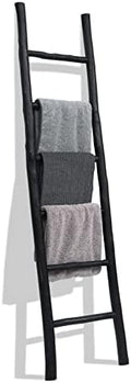 FUIN Blanket Ladder, 6ft Rustic Solid Wood Decorative Ladder, Black by FUIN