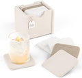 Fluxynara Felt Coasters with Holder, Set of 8 for Drinks, Stone Beige by FLUXYNARA