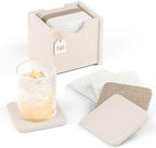 Fluxynara Felt Coasters with Holder, Set of 8 for Drinks, Stone Beige by FLUXYNARA