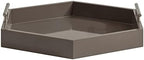 Kate and Laurel Lipton Modern Hexagon Tray; 18 x 15.5; Brown and Silver; Decorative Geometric Serving Tray for Storage and Display - Image 3