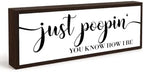 Funny Bathroom Wooden Sign, Just Poopin You Know How I be, Funny Farmhouse Bathroom Wall Decor, Solid Wood Wall Sign, Humorous Wood Bathrooms Decor, Bathrooms Decorative Gift, 9.5x3.1 Inches by Unknown