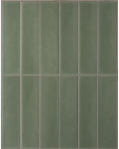 Smart Tiles Peel and Stick backsplash, Stacked Olive Green, 11.43"x9" by SmartTiles-OriginalPeelandStickBacksplashTiles