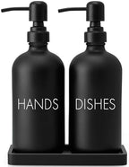 Black Dish and Hand Soap Dispenser Set - Glass Kitchen Soap Dispenser with Tray and Stainless Steel Pump - for Black Kitchen Decor and Accessories by Unknown
