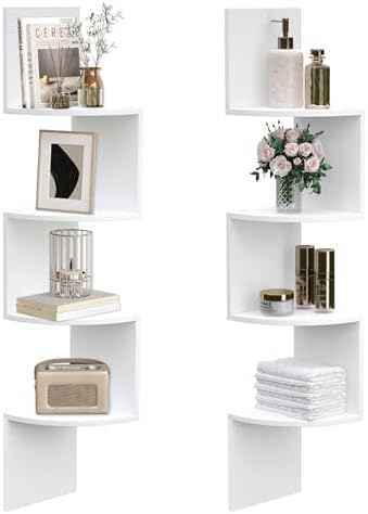 HOOBRO Corner Shelf Wall-Mounted, Set of 2 Floating Corner Shelves for Wall by HOOBRO