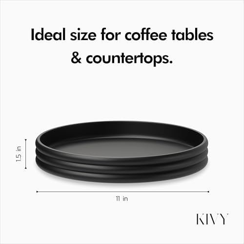 KIVY Round Decorative Concrete Tray 11x1,5 Inch - Modern Circle Coffee Table Bowl - Home Decor Table Tray for Livingroom & Bedroom - Modern Decorative Trays - Black Flat Bowl - Centerpiece Trays - Image 4