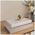 Decorative Books Set of 2, Linen Faux Coffee Table Books by RolenBox