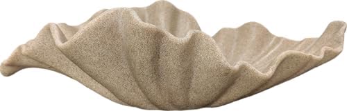 12" Decorative Bowl decor, Modern Home Decoration Scallop Bowl,Fashion Key Bowl for Entrance Table, Decorative Fruit Bowl for Kitchen Counter, Ruffle Decor, Artificial Stone Beige by DecorativeBowl