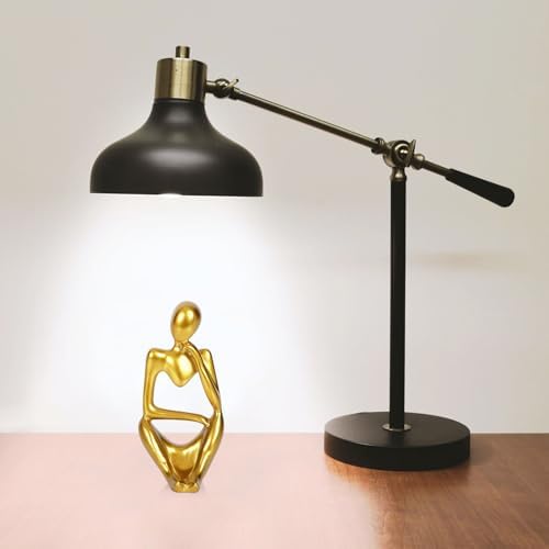 Sandstone Resin Thinker Statue Style Abstract Sculpture, Gold, Right - Image 3