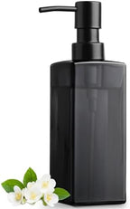 GMISUN Black Glass Soap Dispenser, Hand Soap Dispenser with Stainless Steel Pump for Bathroom, 12 fl oz/350ml Refillable Dish Dispensers for Kitchen, Modern Liquid Lotion Bottles for Countertop by GMISUN