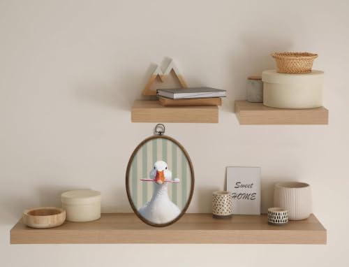 QKX silly goose bathroom decor, Sage Green Stripe oval wall art, Waterproof - Image 4