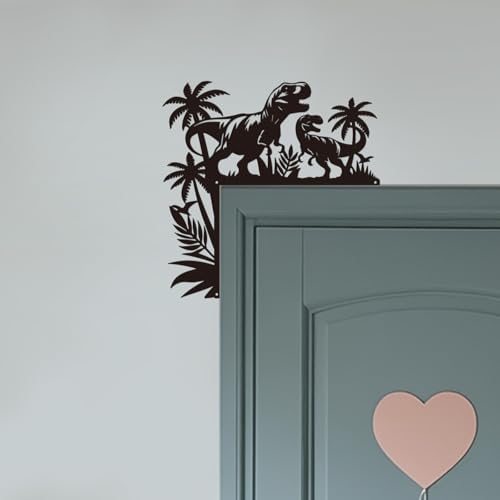 CUTHOLLOW Dinosaur and Tropical Plant Door Topper Sign Metal Wall Art Decor - Image 4