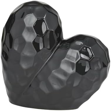 deco 79 Porcelain Ceramic Heart Sculpture, Sculpture 8" x 3" x 8", Black by Unknown