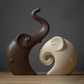 Ceramic Lovers Elephant Statue Sculpture Animal Art Porcelain Figurine Home Decor Decorations for Living Room Book Shelf Carbinet Desk Table Top Ornamen (B2) by IDORTYBB