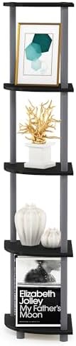 Furinno TURN-N-TUBE Corner Shelf, 5-Tier Corner Bookshelf, Open Storage Shelves, for Organization and Storage, Living Room, Home Office, Garage, Bedroom, Black - Image 6