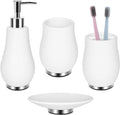 RQYIXI Ceramic Bathroom Accessories Set,White,4 Piece,Tulip Design by RQYIXI