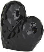 Deco 79 Porcelain Ceramic Heart Decorative Sculpture Dimensional Angled Origami Inspired Home Decor Statue, Accent Figurine 12" x 6" x 11", Black - Image 2