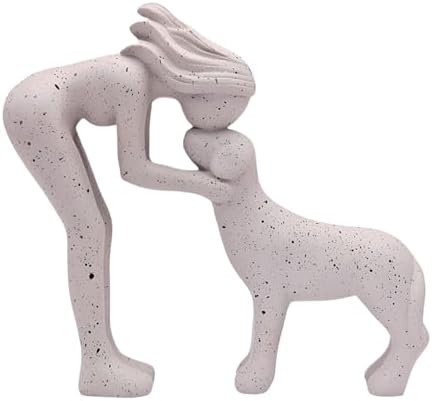 Abstract Person & Dog Figurine, Shelf Decor Dog Statue Gift for Dog Lovers by Unknown