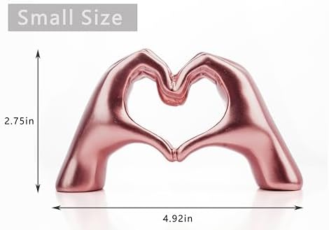 Lynagert Small Heart Hands Sculpture Decor for Living Room Bedroom Bookshelf Coffe Table, Love Finger Statue Modern Aesthetic Home Decor, Unique Gift for Wedding Christmas Birthday (Shiny Pink) - Image 2