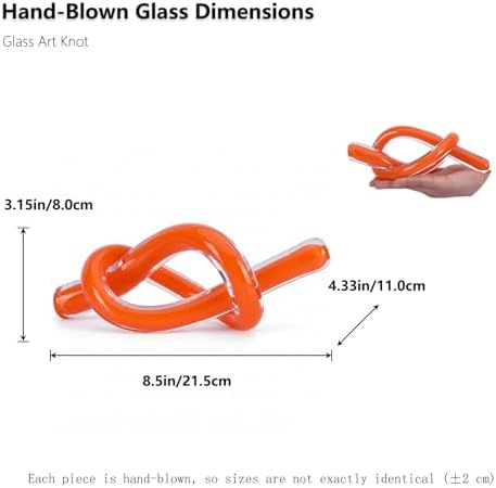 LCCCK Orange Abstract Glass Knot Sculpture, Hand Blown Glass Decor for Coffee Table TV Cabinet, Shelf or Mantel Accent, Modern Knot Art for Coastal Living Room Tabletop Knick Knacks - Image 6