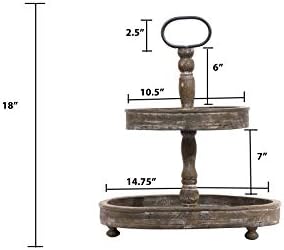 Creative Co-Op Decorative Wood 2‑Tier Tray Round Serving and Display Stand, Natural Finish - Image 2