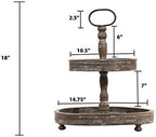 Creative Co-Op Decorative Wood 2‑Tier Tray Round Serving and Display Stand, Natural Finish - Image 2