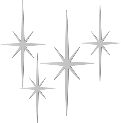 Blulu 4 Pcs Starburst Shaped Wall Decor Mid Century Modern Art,Silver by Blulu