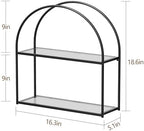 Crofy 2-Tier Arched Wall Shelf with Black Frame & Transparent Shelves - Image 3