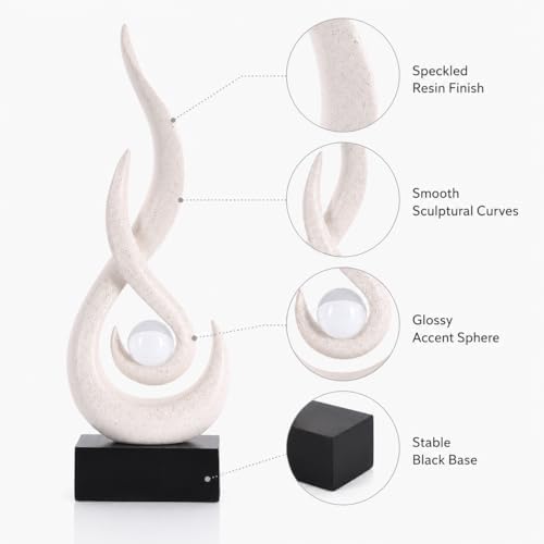 Modern Abstract Art Table Decoration,Resin Flame Statue Modern Centerpiece Ornaments for Living Room Great Gift Idea Home Decor,Collectibles (Beige) - Image 4