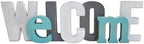 Welcome Wood Freestanding Stacking Alphabet Sign 16x5 Inches by EXQUIDECA