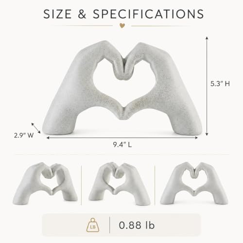 9.4" W White Heart Hands Sculpture, Modern Love Decor - Image 6
