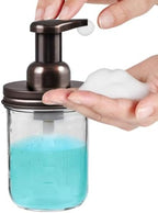 SheeChung Mason Jar Foaming Soap Dispenser and Toothbrush Holder Set,Bronze - Image 3