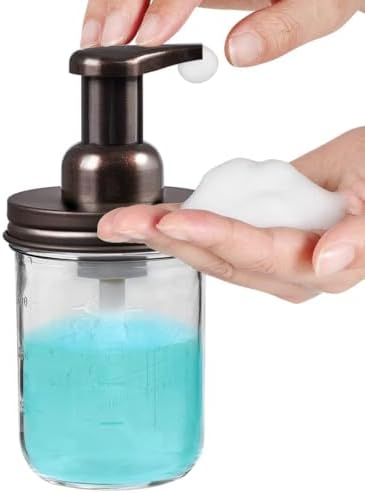 SheeChung Mason Jar Foaming Soap Dispenser and Toothbrush Holder Set,Bronze - Image 3