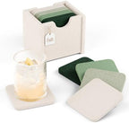 Fluxynara Felt Coasters with Holder, Set of 8 for Drinks, Sagewood by FLUXYNARA