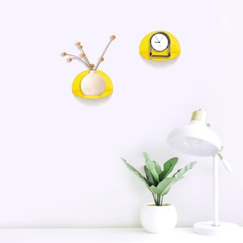 ROYALITA 2-Pack Small Acrylic Shelves Room Decor Floating Shelves, Yellow - Image 6