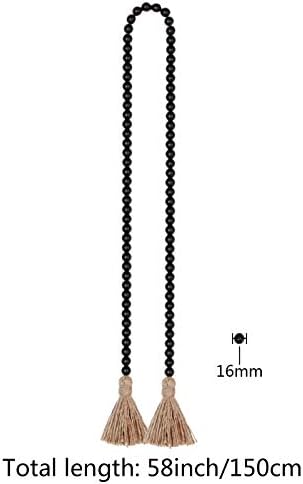 RAMIRABI 58in Wood Bead Garland, Farmhouse Rustic Country Decor, Black - Image 6