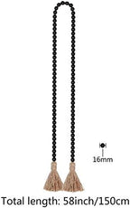 RAMIRABI 58in Wood Bead Garland, Farmhouse Rustic Country Decor, Black - Image 6