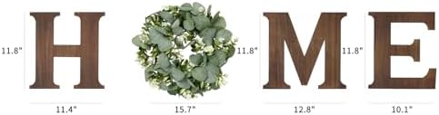 Mkono Home Sign Wall Decor, Farmhouse Wood Letters Eucalyptus for O, Brown - Image 5