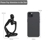 Sandstone Resin Thinker Statue Style Abstract Sculpture, Black, Left - Image 2