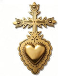 MVTDONT Sacred Heart Wall Cross, Antique Gold Decorative Wall Cross for Home Decor, Vintage Catholic Religious Cross Hanging, Christian Wall Art for Living Room Bedroom by MVTDONT