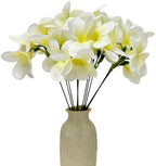 10pcs White Artificial Flowers Fake Plumeria Flower with Stems Silk Flower by Unknown