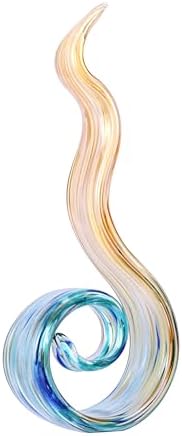 11.4" Tall Hand-Blown Glass Flame Sculpture Art Figurines Home Decor Coffee Ornament Statue by ORRFIDDY
