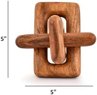 Statue 3 Link Wood Chain Link for Home Decor,Brown Wood Knot Coffee Table Decor, Country Chain Knot Decor,Mom Gifts (5" X 5" X 5") - Image 5