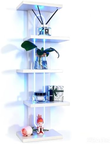 Homaterial 5 Tiers Floating Shelves with Built-in Lights, White by Homaterial