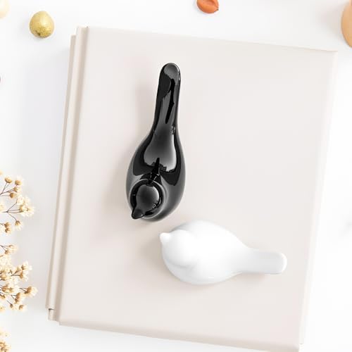 Small Black White Ceramic Bird Statue and Sculpture for Home Decor Accents,Modern Animal Ornaments for Living Room,Bedroom,Coffee Table Centerpiece,Bookshelf,Cabinets,Cute Knick Knacks for Shelves - Image 5