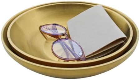 7.8" & 8.6" Gold Decorative Bowls Set of 2 for Entryway, Kitchen Counter by BRRSSIO