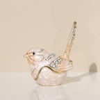 Bird Trinket Box Golden Crystal Enameled Hand-Painted Hinged Animal Jewelry Box, Elegant Home Decor & Unique Gift for Bird Lovers decor for home - Image 2