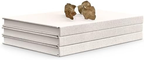 Decorative Linen Book Set – Set of 3 Extra Large Real Books | Coffee Table & Shelf Mantle Decor | Modern Home Decoration | Guest Book Journals [White] by Unknown