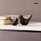 Small Animal Statues, Black Bird Figurines Home Decor, Modern Home Decorative, Ceramic Decor for Office Desktop, Bookshelf, Bedroom, Living Room, Cabinets, Coffee Table(Black 2 Pcs) - Image 2