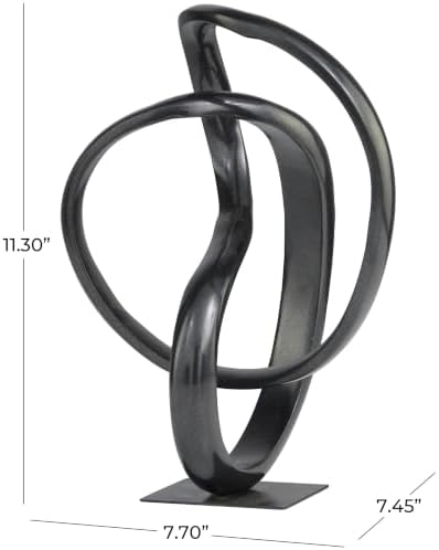Deco 79 Aluminum Metal Abstract Decorative Sculpture Home Decor Statue, Accent Figurine 8" x 7" x 11", Dark Gray - Image 5